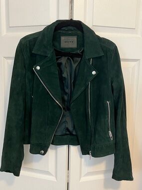 Blank NYC Dark Green Suede Moto Jacket